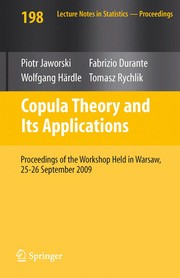 Front cover of Copula theory and its applications by Piotr Jaworski