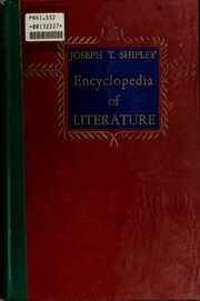 Cover of Encyclopedia of literature by Joseph Twadell Shipley