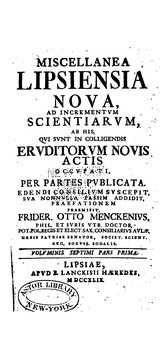 Front cover of Miscellanea Lipsiensia nova: ad incrementvr scientiarvm, ab his, qvi svni in colligendis .. by Friedrich Otto Mencke