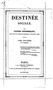 Cover of Destinée sociale by Victor Considerant