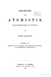 Front cover of Geschichte der Atomistik vom Mittelalter bis Newton by Kurd Laßwitz