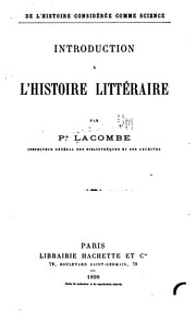 Front cover of De l'histoire considérée comme science: Introduction à l'histoire littéraire by Paul Lacombe