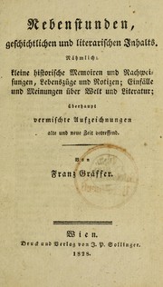 Front cover of Historische Unterhaltungen by Franz Gra ffer