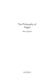 Cover of The philosophy of Hegel by Allen Speight