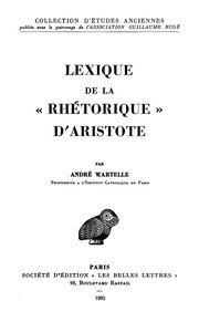 Front cover of Lexique de la 'Rhe torique' d'Aristote by Andre . Wartelle