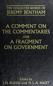 Front cover of A comment on the Commentaries and A fragment on government by Jeremy Bentham