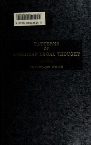 Cover of Patterns of American legal thought by G. Edward White