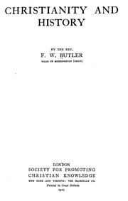 Front cover of Christianity and history by Frederick William James Butler