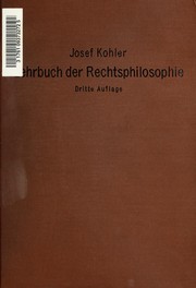 Front cover of Lehrbuch der Rechtsphilosophie by Josef Kohler