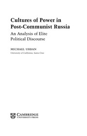 Front cover of Cultures of power in post-Communist Russia by Michael E. Urban