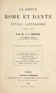 Front cover of La Grèce, Rome et Dante by Jean-Jacques Ampère