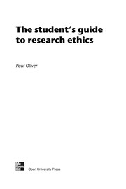 Front cover of The student's guide to research ethics by Paul Oliver