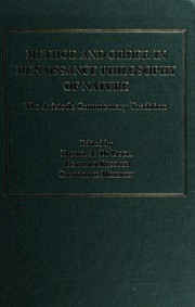 Front cover of Method and order in Renaissance philosophy of nature by Eckhard Kessler