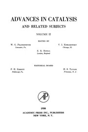 Front cover of Advances in catalysis and related subjects by W. G. Frankenburg
