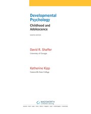 Front cover of Developmental psychology by David R. Shaffer