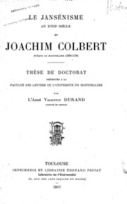 Front cover of Le jansénisme au XVIIIe siècle et Joachim Colbert, évêque de Montpellier (1696-1738) by Valentin Durand