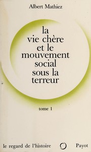Front cover of La vie chère et le mouvement social sous la Terreur by Mathiez, Albert