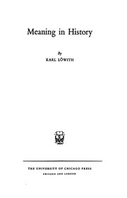 Front cover of Meaning in history by Karl Löwith