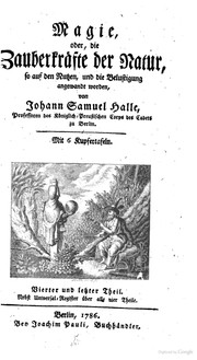 Front cover of Magie, oder, Die Zauberkräfte der Natur by Johann Samuel Halle