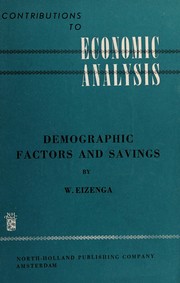 Front cover of Demographic factors and savings by W. Eizenga