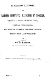 Front cover of La religion nationale des Tartares orientaux by Charles Joseph de Harlez