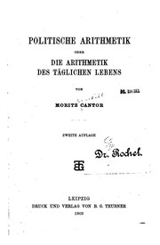 Cover of Politische Arithmetik oder die Arithmetik des täglichen Lebens by Moritz Benedikt Cantor