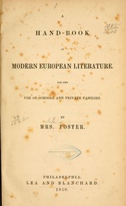 Front cover of A hand-book of modern European literature by Margaret E. Foster