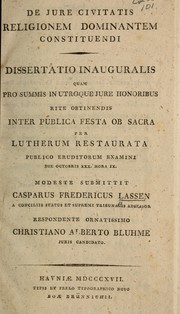 Front cover of De jure civitatis religionem dominantem constituendi by Caspar Friderich Lassen