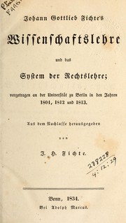Cover of Nachgelassene Werke by Johann Gottlieb Fichte