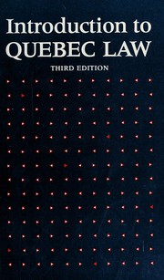 Cover of Introduction to Quebec law by Martin Franklin