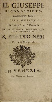Front cover of Il Giuseppe riconosciuto by Johann Adolf Hasse
