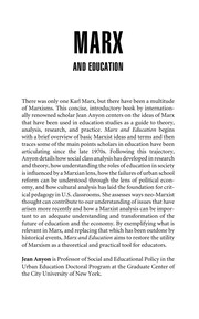 Front cover of Marx and education by Jean Anyon