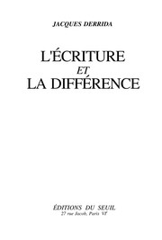 Cover of L' Écriture et la différence by Jacques Derrida