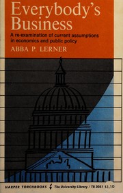 Front cover of Everybody's business by Abba Ptachya Lerner