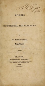 Front cover of Poems sentimental and humorous by W. Macintyre