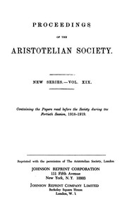 Cover of Proceedings of the Aristotelian Society by The Aristotelian Society