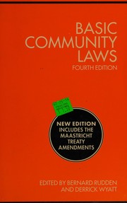 Cover of Basic community laws by Bernard Rudden