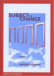 Cover of Subject to change by Matthew Thorburn