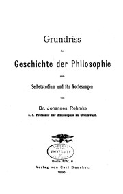 Cover of Grundriss der Geschichte der Philosophie by Johannes Rehmke