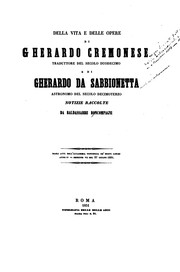 Cover of Della vita e delle opere di Gherardo Cremonese by Baldassarre Boncompagni