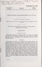 Cover of Indian Health Care Improvement Act of 1992 by United States. Congress. Senate. Select Committee on Indian Affairs.