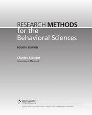Cover of Research methods for the behavioral sciences by Charles Stangor