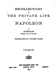 Cover of Recollections of the private life of Napoleon by Louis Constant Wairy