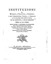 Cover of Instituzioni di meccanica, d'idrostatica, d'idrometria, e dell'architettura .. by Paolo Frisi