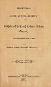 Front cover of Proceedings of the ... annual meeting of the stockholders of the Raleigh & Gaston Railroad Company by Raleigh and Gaston Railroad Company