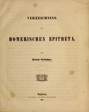 Front cover of Verzeichniss der homerischen epitheta by Ernst Schulze