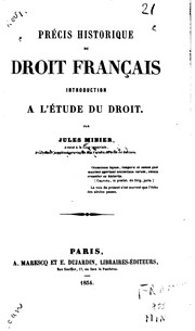 Front cover of Précis historique du droit français by Jules Minier