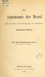 Front cover of Die Autonomie der Moral by Kristian Birch-Reichenwald Aars