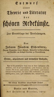 Cover of Entwurf einer theorie und literatur de schönen redekünste by Johann Joachim Eschenburg