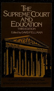 Front cover of The Supreme Court and education by Fellman, David